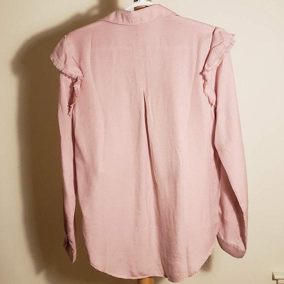 Anthropologie Pink Ruffled Button Down - Picture 3 of 4